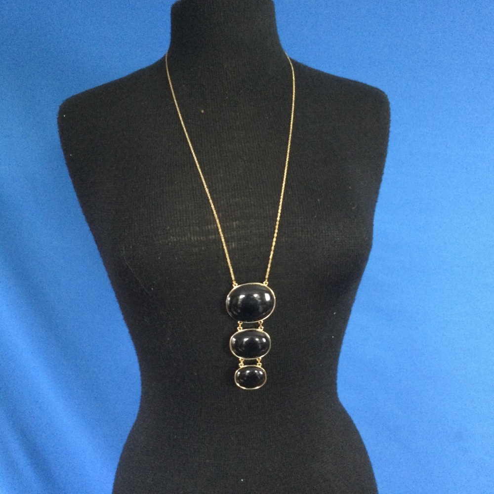 Drop Pendant Long Necklace Artsy Bohemian Style Gold tone